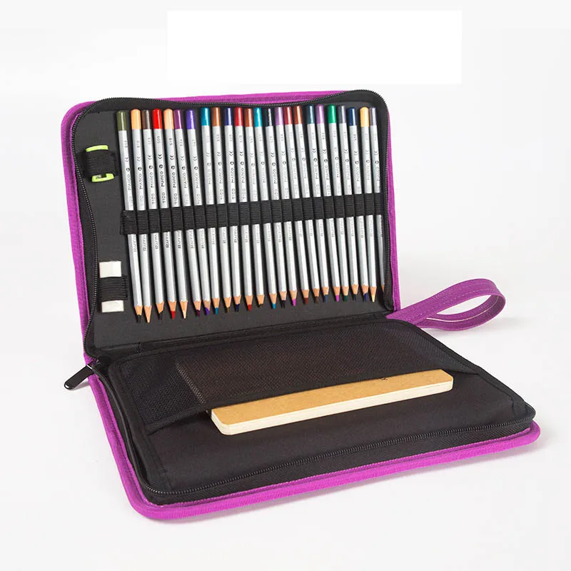 

72 Holes PU Leather Pencil Case Cute Kawaii Folding Multi Penal Pencilcase Professional Big Pen Bag Box Office Stationery Pouch