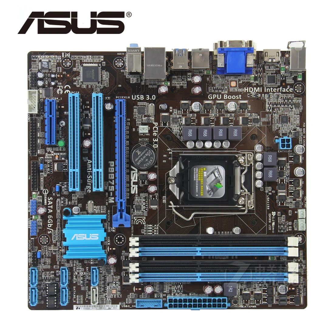 Материнская плата LGA 1155 ASUS P8B75 M P8B75M/CSM для Intel B75 DDR3 32 Гб M/CSM материнская uATX системная