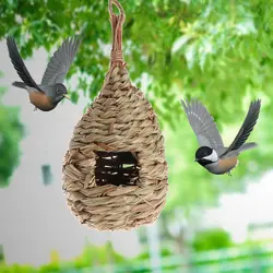 Птичье гнездо с натуральной травой яичной клеткой открытый декоративный Плетеный висящий попугай дом