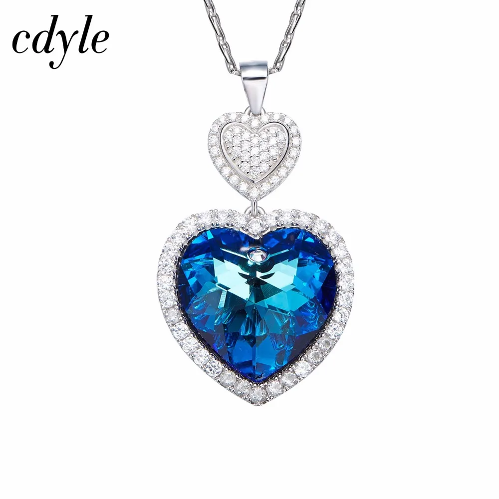 

Cdyle Crystals from Swarovski Necklace Women Pendants S925 Sterling Silver Jewelry Blue Purple Series Heart Fashion Elegant