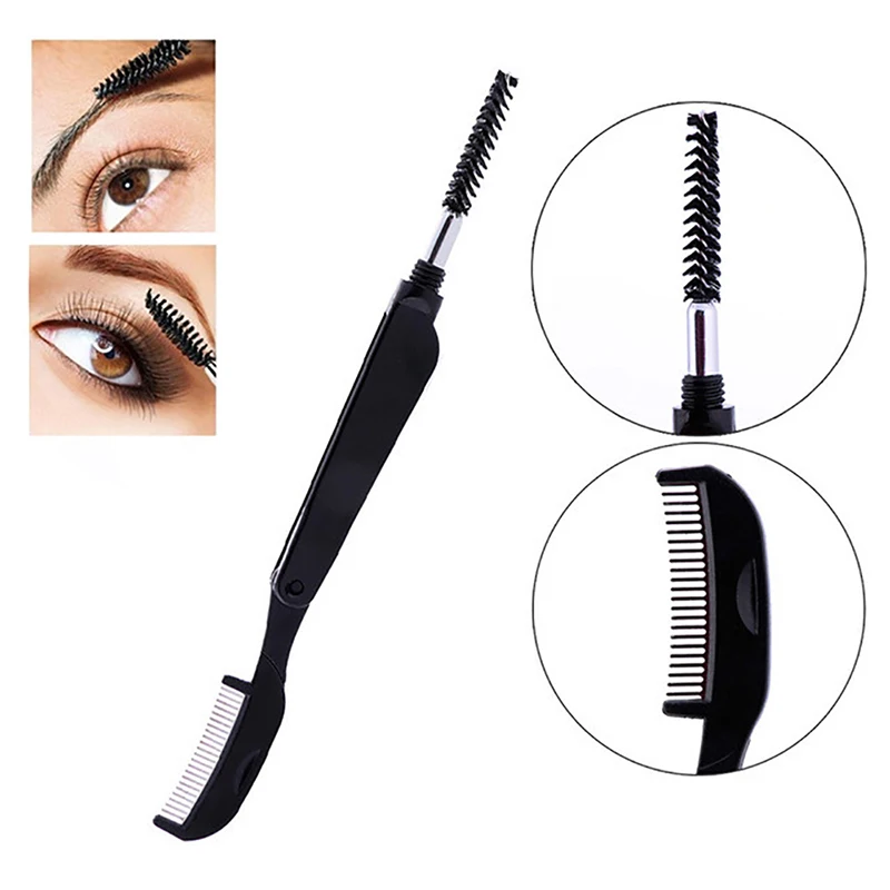 

2019 Mascara Guide Applicator Makeup Brushes Foldable Stainless Steel Lash Comb Eyebrow Shaper Eyelashes Makeup Tools Cosmetics