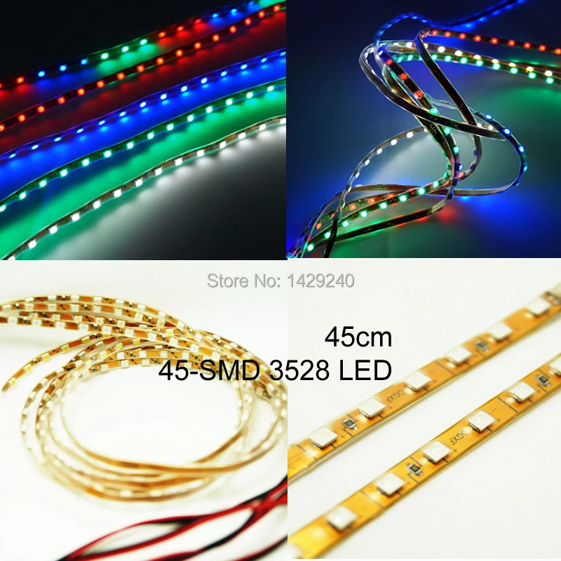 FEELDO 2 шт. 12 V 45 см супер Водонепроницаемый 45-светодиодный SMD 3528 фонарь RGB Гибкая автомобиля декоративное люминесцентное освещение# CA4582