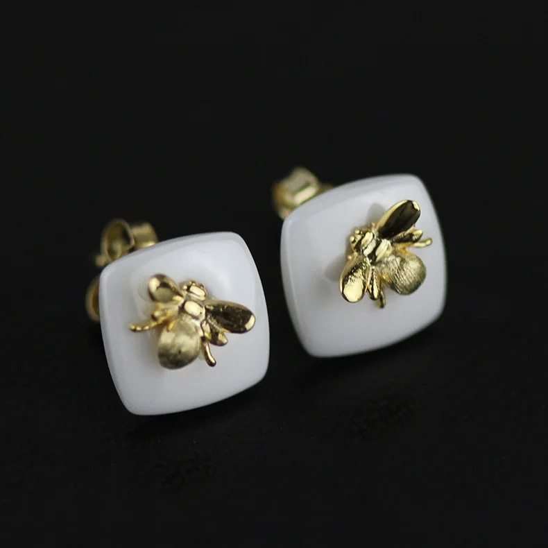 

Original bee earrings earrings wholesale 925 sterling silver with nano ceramic female model
