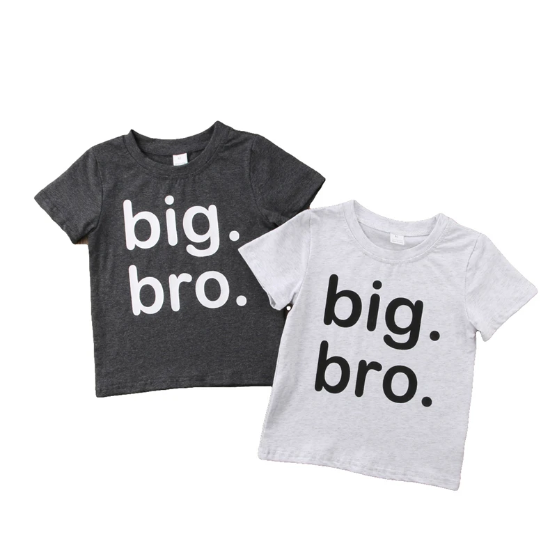 

Summer Kids Boy Short Sleeve Cotton Clothes big bro letter Print T shirt Tees Toddler cotton Tops Clothing