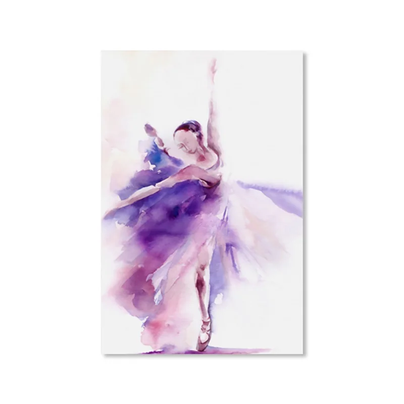 Абстрактная фиолетовая девочка танец балет игра живопись на холсте плакат и печать Настенная картина для декора гостиной без рамки - Цвет: as picture