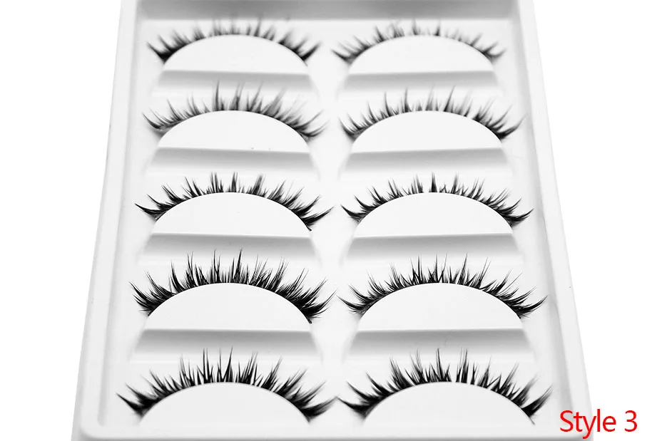 Kimcci 5 Pairs 6 Style Mink Lashes 3D Mink Eyelash Handmade Reusable Natural Faux Eyelashes Cruelty free False Lashes Cilia