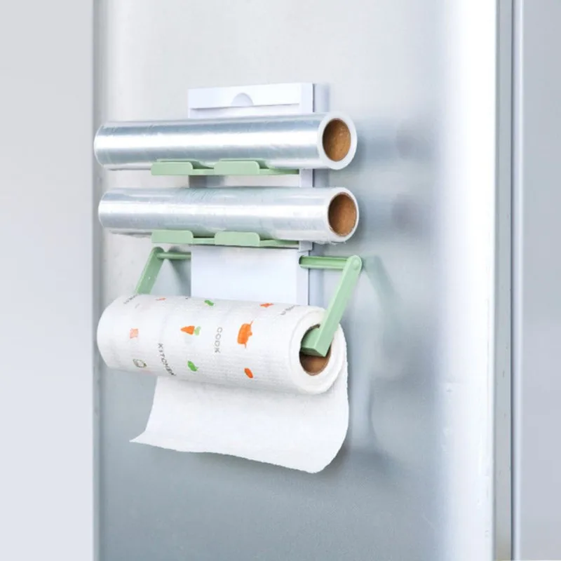 

Plastic Refrigerator Cling Film Storage Rack Wall Hanging Paper Towel Holder Kitchen Accessories Storage Organizer