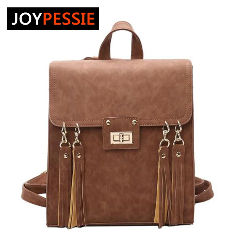 JOYPESSIE School Bag Mochila Tassel Womens Backpacks Lady Bag Female Backpacks Travel Bag Women Designer Vintage