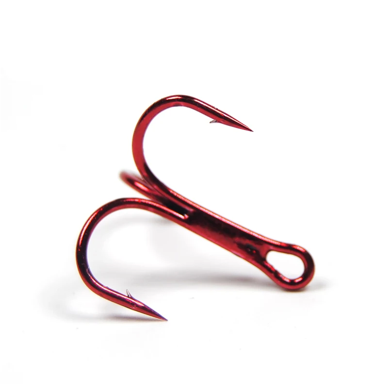 [50 PCS] Red Treble Hook Short Shank Barbed Treble Hooks for Lure