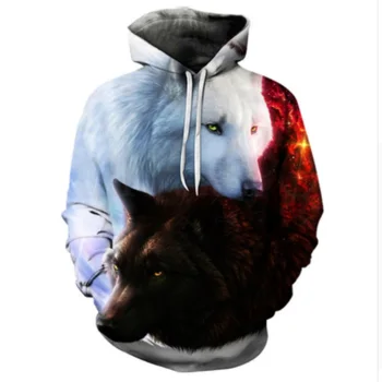 

2018 New 3D Print Wolf Men/Women Hoodies Hat Tops Pullover Casual Sweatshirts Hoodies