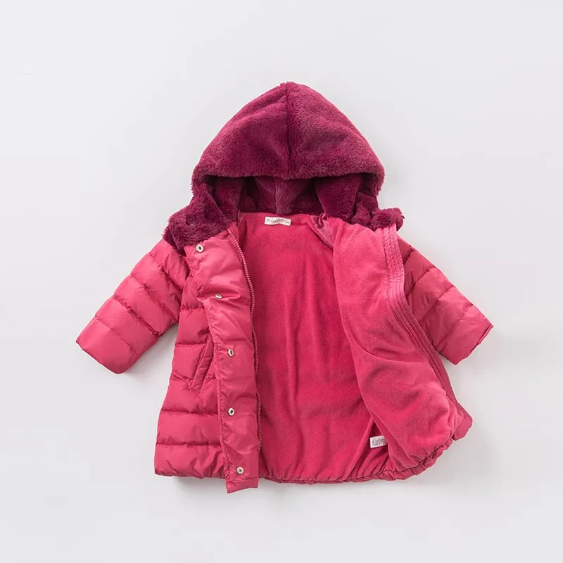  DB6091 dave bella winter baby girls down jacket children white duck down padding coat kids hooded o