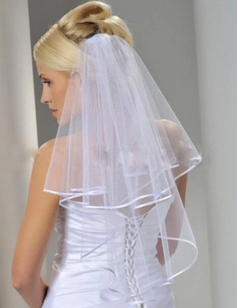 Wedding Veil High Quality Bride Combs Ribbon Edge Onelayer Tulle