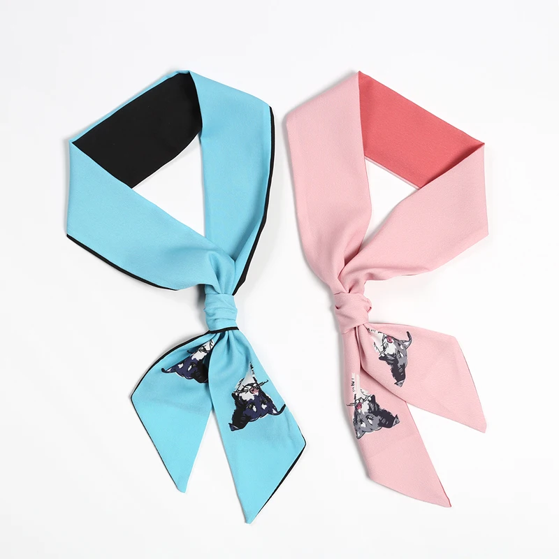 2019HOT Korean FASHION women silk scarf print animal hair scarf neckerchief hand bag scarfs for girl ladies silk neck scarves