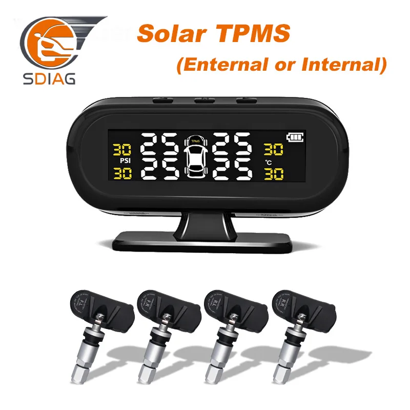 

Smart Car TPMS Tyre Pressure Monitoring System Solar Power Digital LCD Display Auto Security Alarm Systems Tyre Pressure