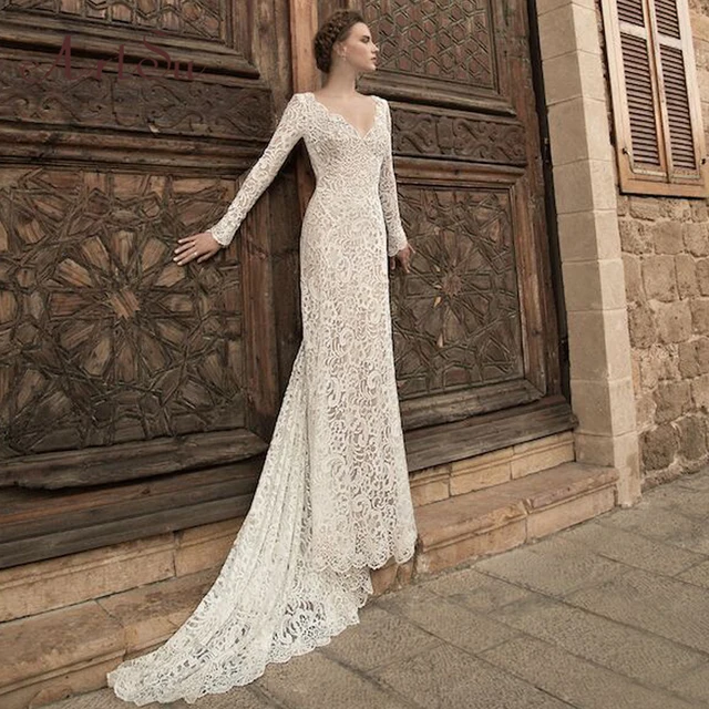 ArtSu Women See Through Floral V-Neck Elegant Lace Long Dress Sexy Maxi Autumn Winter Evening Party Dresses Vestidos ASDR20034 1