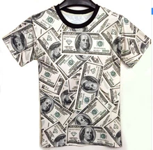 New arrive! 2016 fashion men/women’s summer t-shirts 3d novelty print money dollar funny top clothing tees tshirt size M-XXL