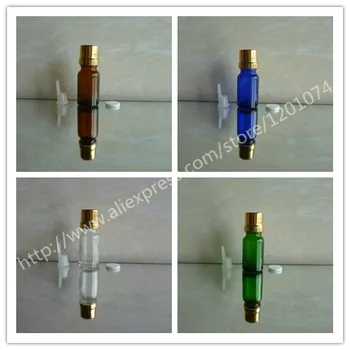 

10ml clear/brown/green/blue shiny Glass Bottle With aluminum shiny gold anti-theft cap+clear insert.Oil vial,for Essential Oil