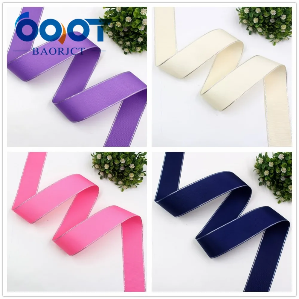 OOOT BAORJCT I-19316-595 38 мм 10 ярдов Серебряный двусторонний grosgrain ленты, DIY лук кепки аксессуары и украшения