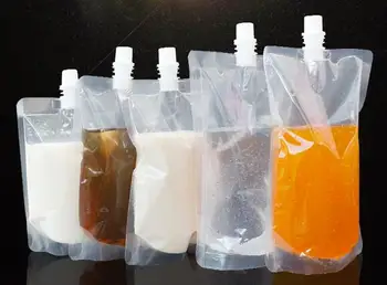 

250-500ml Stand-up Plastic Drink Packaging Bag Spout Pouch for Beverage Liquid Juice Milk Coffee 500pcs Free DHL/Fedex