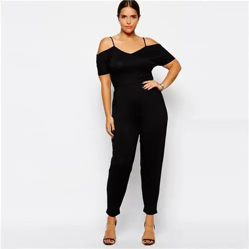 plus size off the shoulder jumpsuit