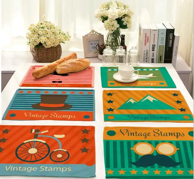 

Printed Linen Placemat Place mat Table Mat hot creative airplane polyester Dinner table mat Coaster Home Dec FG1006