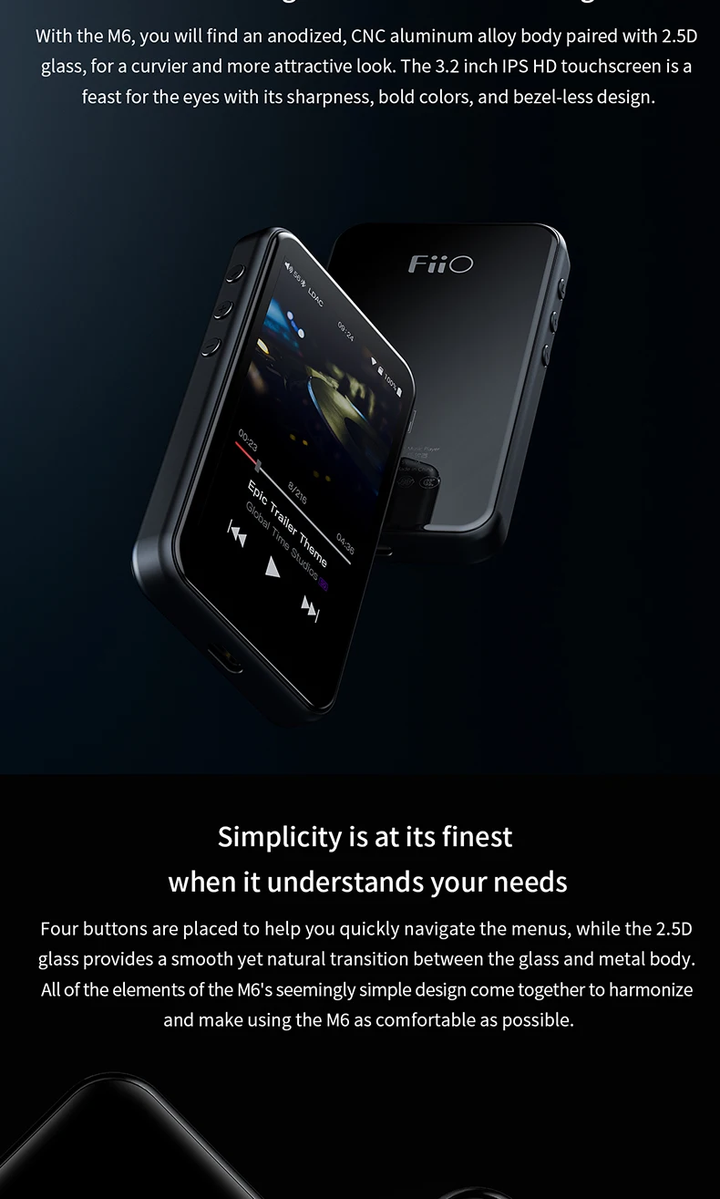 FiiO M6 Hi-Res музыкальный плеер на базе Android с aptX HD, LDAC HiFi Bluetooth, USB аудио/DAC, поддержка DSD и Wi-Fi/Air Play