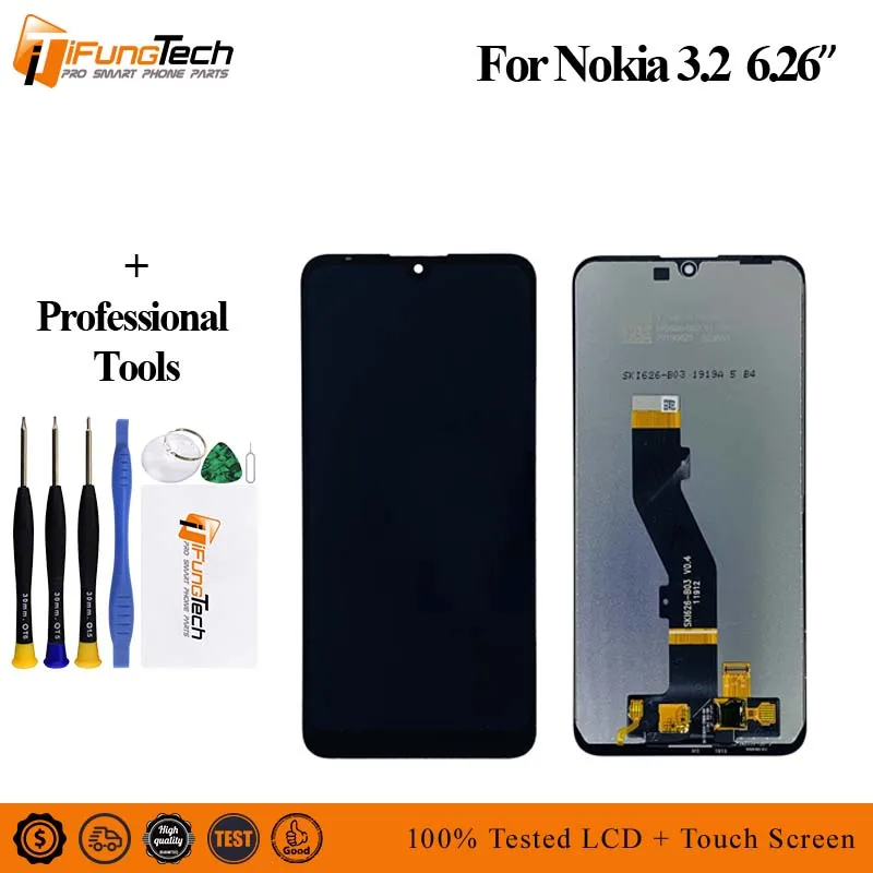 

For Nokia 3.2 LCD Display And Touch Screen 6.26 inch Assembly Repair Parts For Nokia 3.2 With Tools And Adhesive
