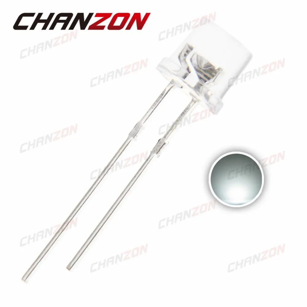 

100pcs 5mm Flat Top White LED Diode Transparent 20mA 3V Ultra Bright 5 mm Clear Lens Light Emitting Diode LED Lamp Through Hole