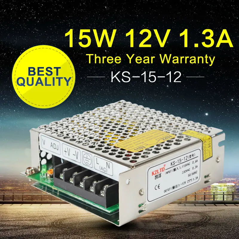Switching Power Supply 12V 1.3A 15W LED SMPS Regulated Switching Power