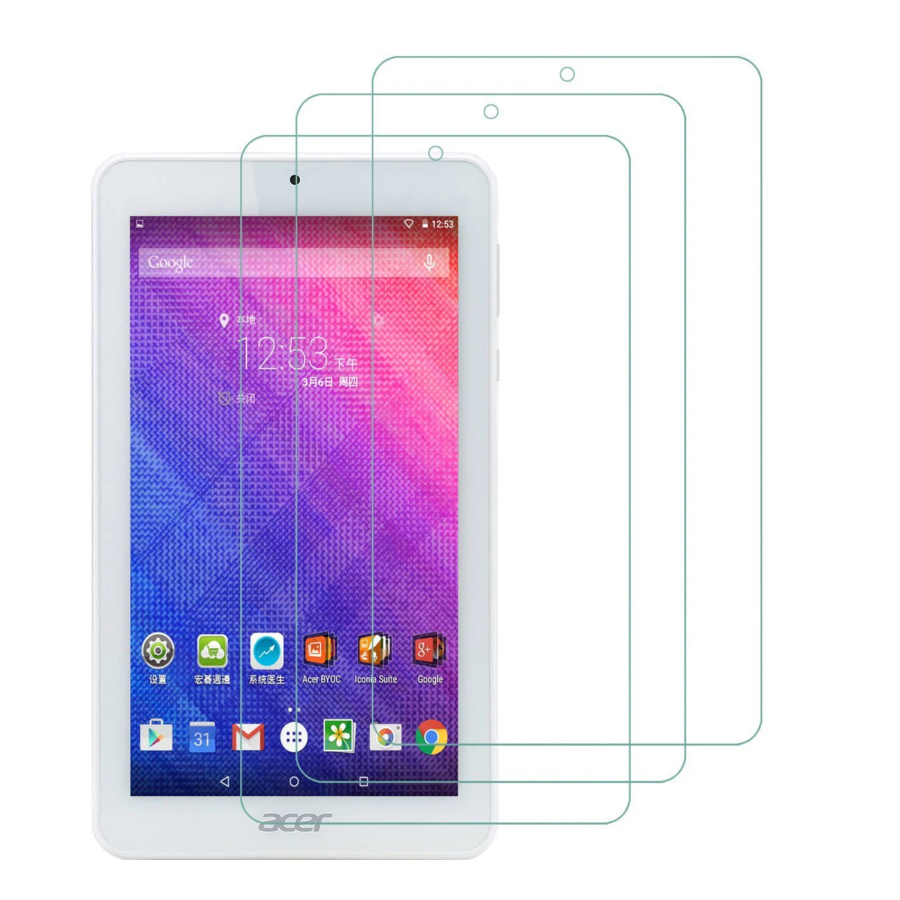 3 Pack of Premium Clear Tempered Glass Screen Protectors for Acer