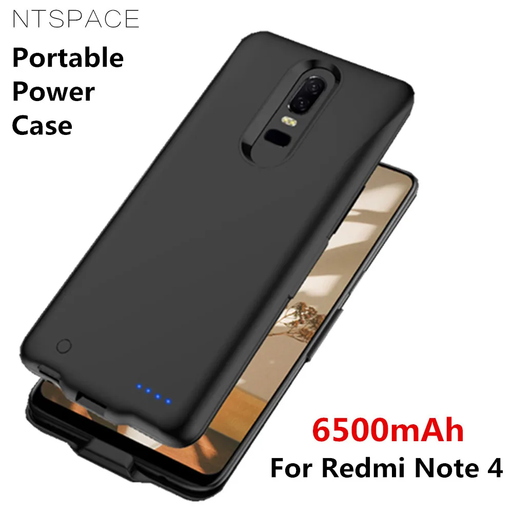 Comprar NTSPACE cargador de batería para Xiaomi Redmi Note 4 Power Case 6500mAh Power Bank carga funda externa Battey Powerbank