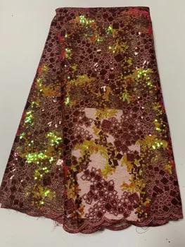 

Sequins Net Tulle Lace Fabric 2018 Latest High Quality Wedding Laces Nigeria Embroidery Mesh Guipure Laces Fabric black, pink