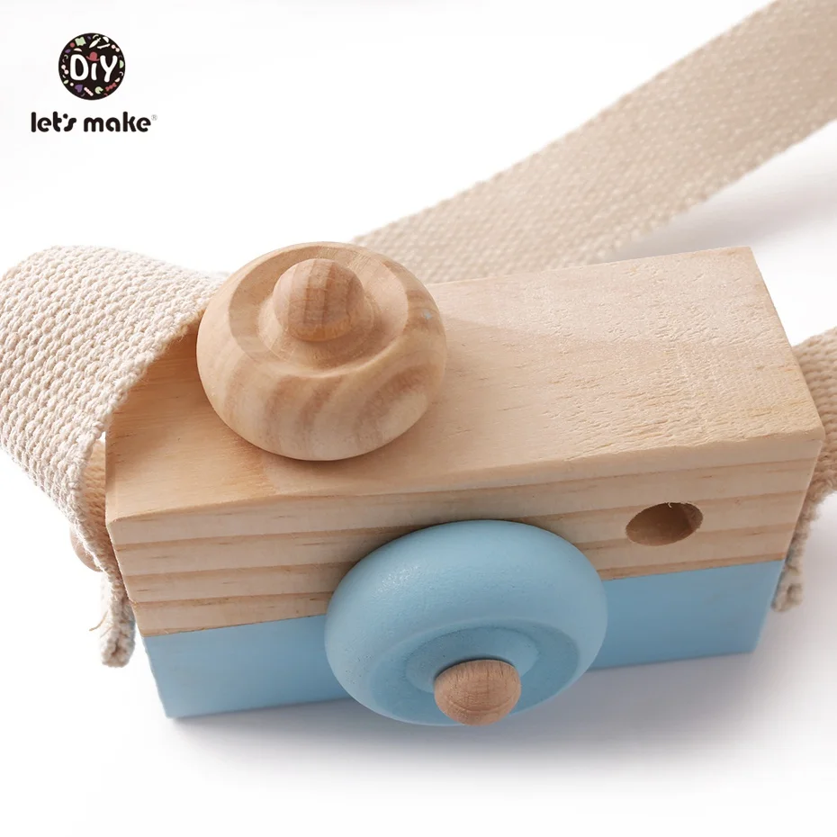 Let's Make 1pc Wooden Baby Toys Fashion Camera Pendant Montessori Toys For Children Wooden DIY Presents Nursing Gift Baby Block