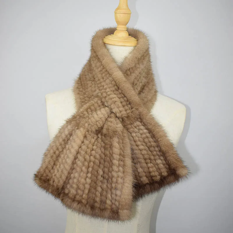 MS. MinShu, ручная вязка, норковый мех, шарф, модный, натуральный мех, шарф, обертывание, тканый, для женщин, для шеи, теплый, роскошный, норковый мех, шаль, зимний шарф - Цвет: khaki