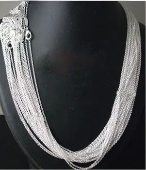 

10pcs/lot Promotion! wholesale S925 Silver color necklace, - fashion jewelry Rolo Chain 1mm Necklace 16 18 20 22 24"