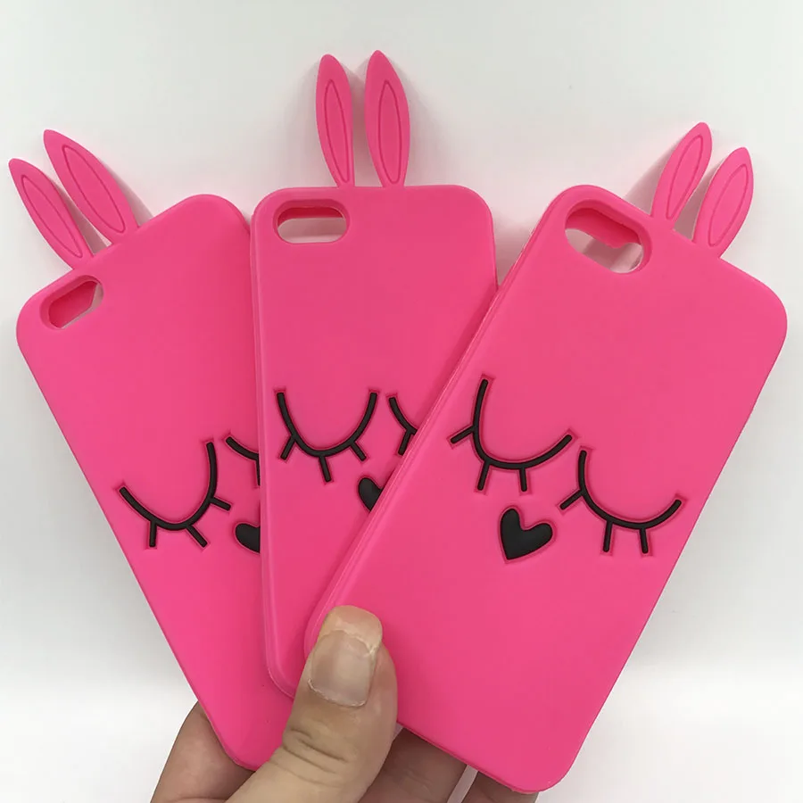 

3D Cute Cartoon Lovely Shy Rabbit Case Bunny Soft Silicone Back Cover For iphone 7 Plus 7G 6S 6 6G 6splus 5 5S SE Phone Fundas