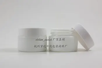 

30g white glass cream jar with white plastic lid, 30g cosmetic jar,packing for eye cream,30g glass bottle