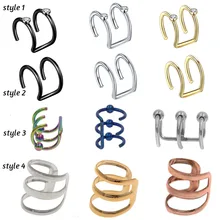 2 шт. 1,2x8 мм клипса на манжете обертывание верхних кольца для носа пирсинг пикантное украшение сталь CBR ушные манжеты спиральный для хряща кольца