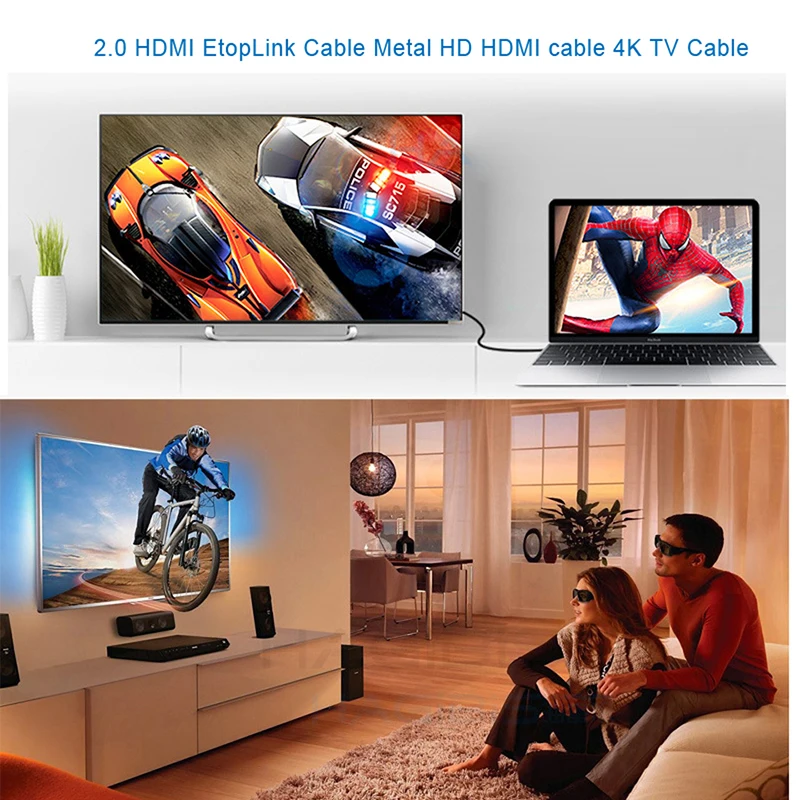 EtopLink HDMI 2,0 кабель с покрытыем цвета чистого 24 каратного Медь позолоченный корпус A-A Кабель HDMI 4 K кабель для HD ТВ ноутбук PS3 проектор фута, компьютерный кабель 1 м 2 м