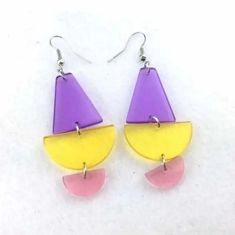 

Fashion Color Acrylic Geometric Boat Dangle Earrings For Women
