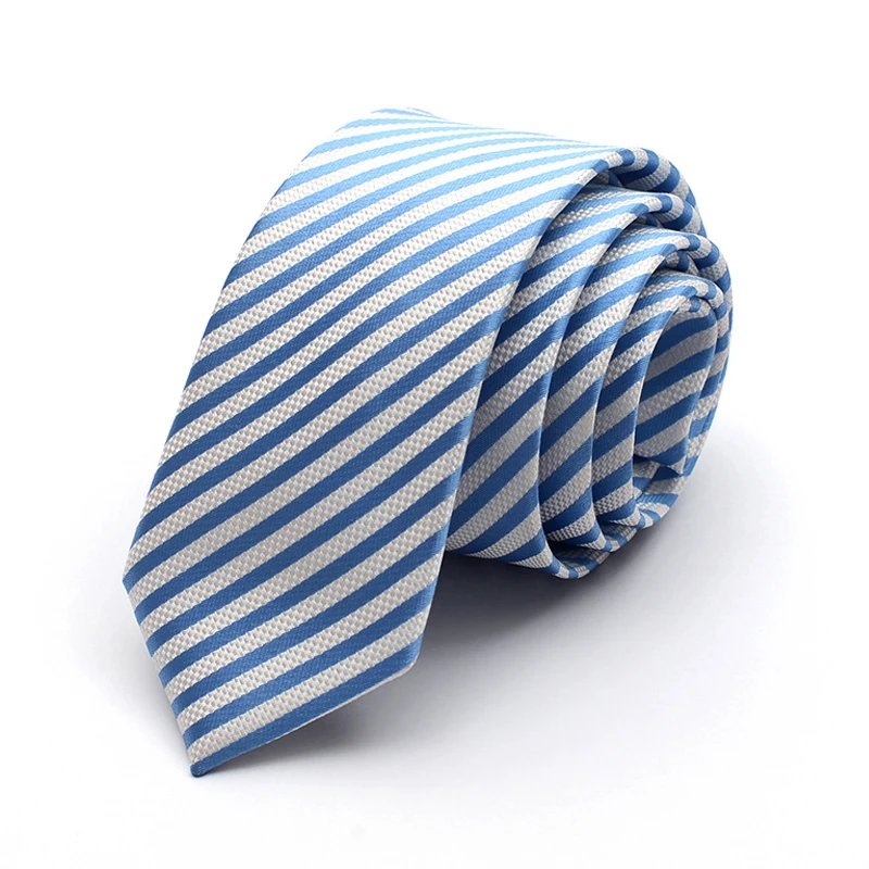 

2019 New Fashion Slim Microfiber Business Ties for Men Striped Sky Blue 6cm Gravata Profession Work Corbatas Skinny Gift Box