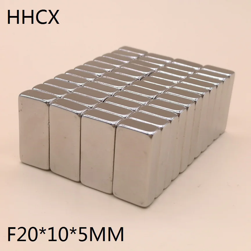 100 шт./лот неодимовый магнит 20*10*5 мм магнитов 20x10x5 мм N35 сильный квадратные неодимовые магниты 20мм х 10мм x 5мм