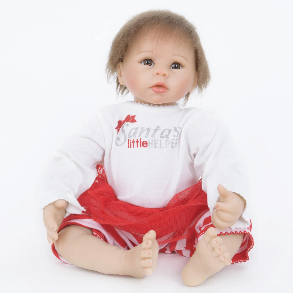 

55cm Curved Hair Soft Cloth Body Reborn Baby Dolls Handmade Baby Doll Early Education Doll BabyToys Brinquedos