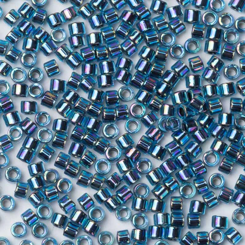 

Miyuki Delica aqua inside dyed steel blue ab 1.6x1.3 mm DB-85 10grams/lot 11/0