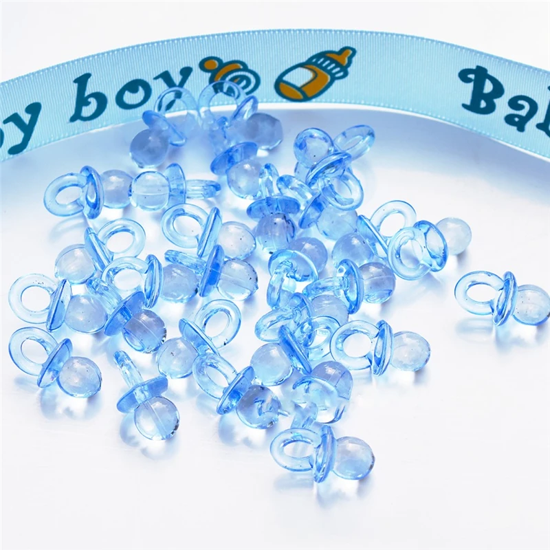50pcs Baby Shower Christening Mini Pacifiers Girl Boy Party Home Decorations Happy Birthday Party Gift Baby Shower Pacifier