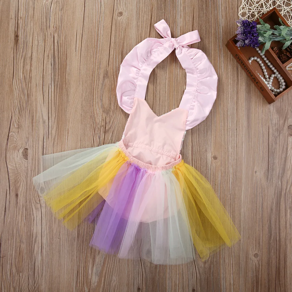 cheap baby bodysuits	 Citgeett Baby Girl Kids Lace Sequins Princess Romper Dress Party Formal Wedding Tutu rainbow Colorful Dresses customised baby bodysuits