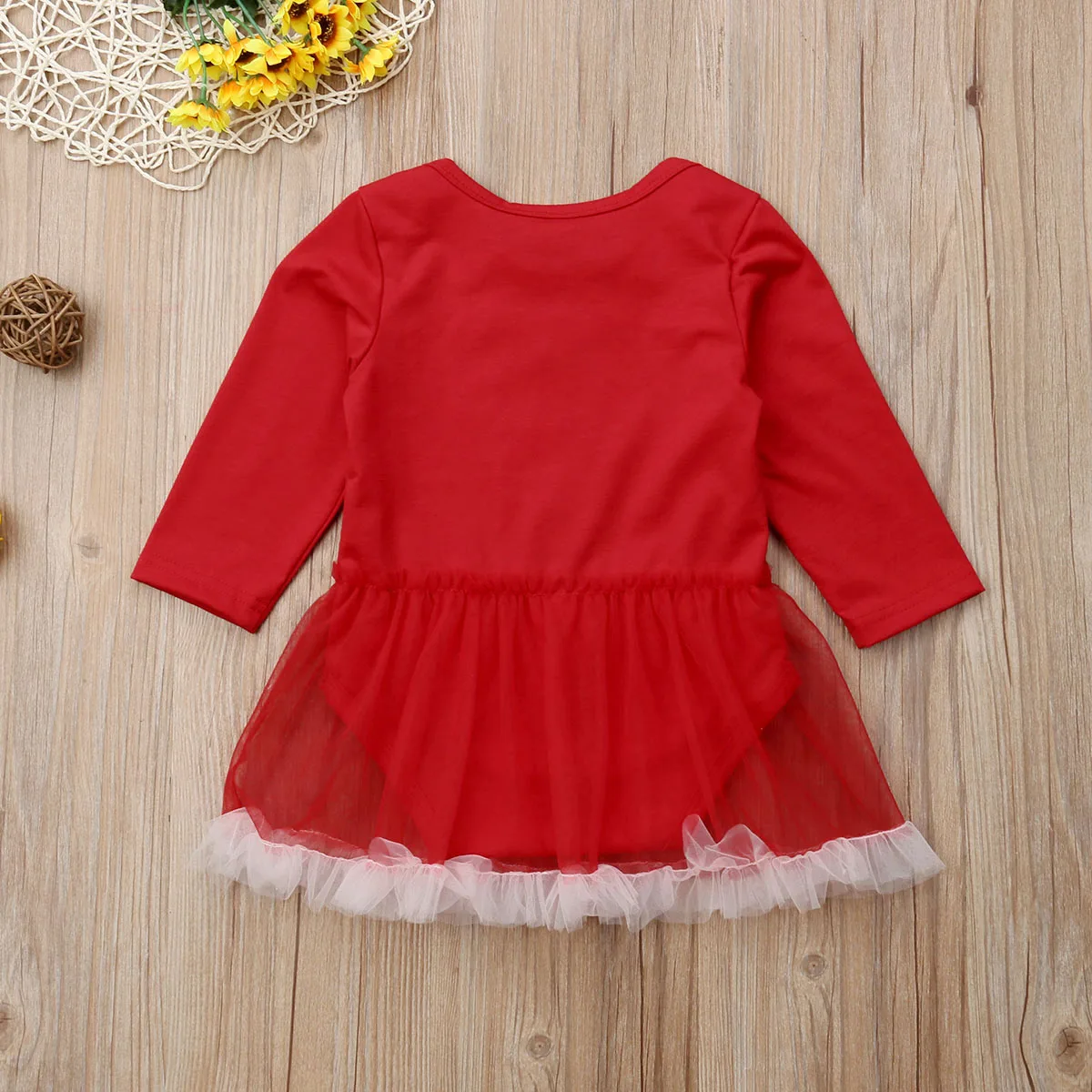 Хлопковый Рождественский красный кружевной комбинезон для новорожденных девочек, комплект с комбинезоном, одежда