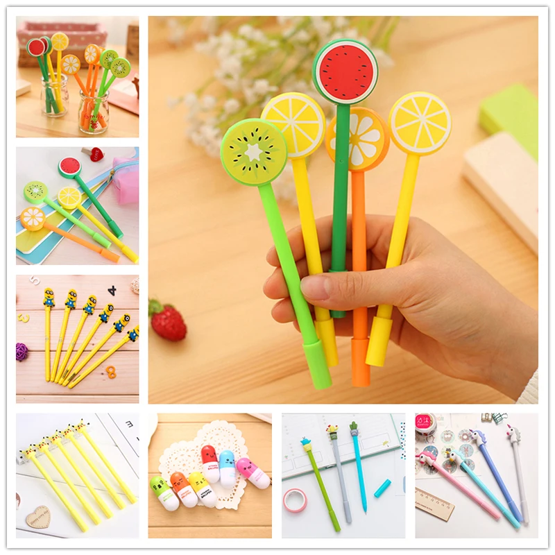 

0.5mm Kawaii ballpoint pen creativos Cartoon cute Fruits pattern School student Supplies Stationery Halloween tool gift