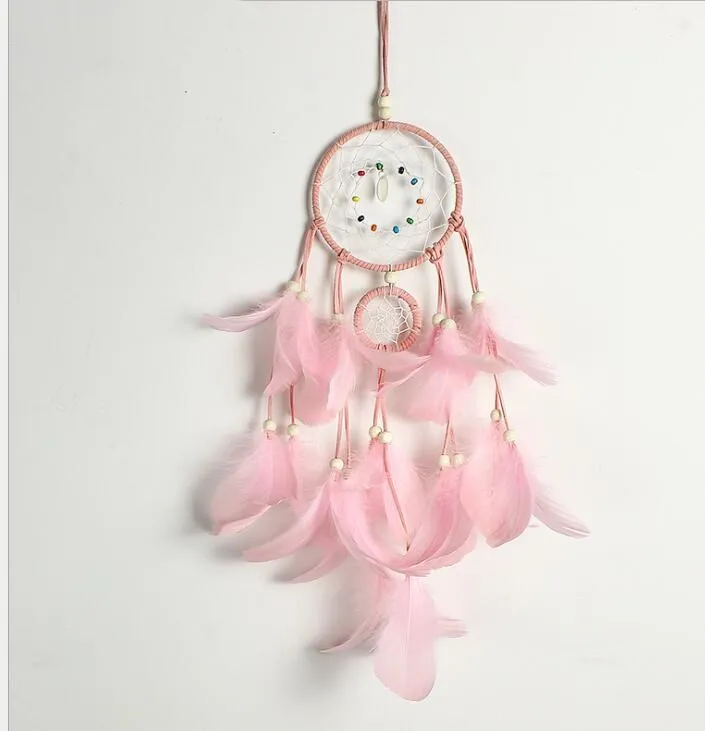 

5colors for chose 55cm Dream catcher pink home decor Dreamcatchers wall hanging pink Feather Dreamcatcher children Gift