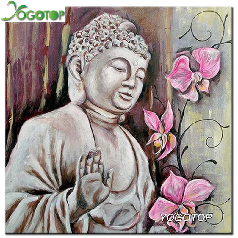 

YOGOTOP DIY Diamond Painting Cross Stitch Kits Orchid Buddha Home Decor 100% Full 5D Diamond Embroidery Mosaic Wall Art ZB333